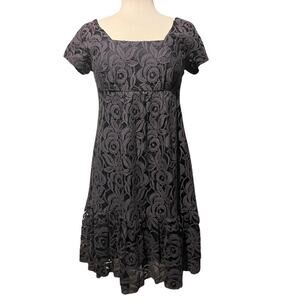 Anna Sui Dark Gray Lace Baby Doll Dress